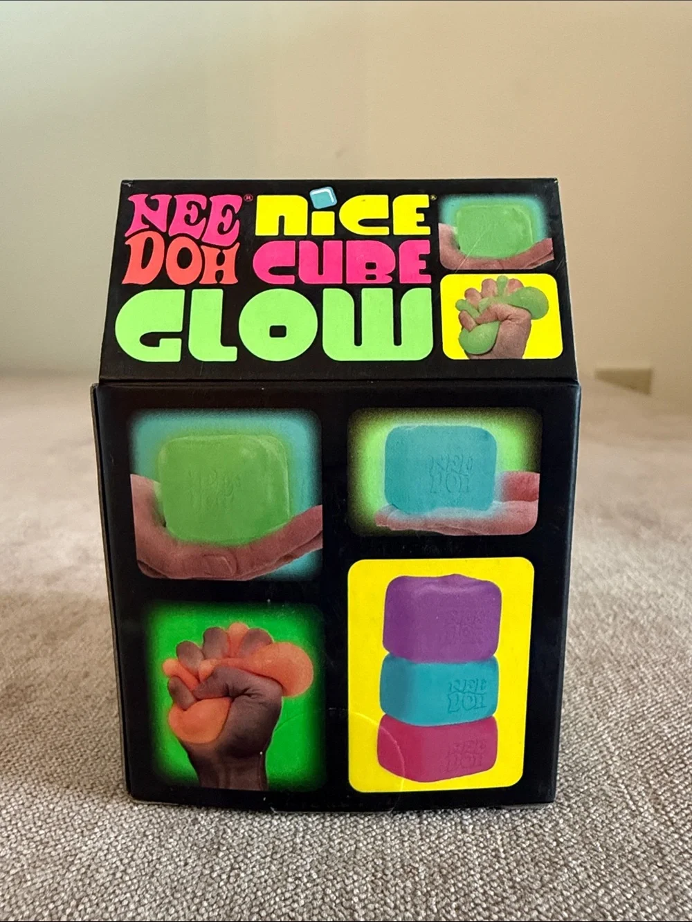 Needoh Nice Cube Glow Super Solid Squish! - Orange